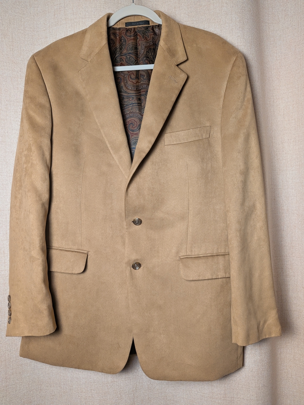Ralph Lauren Tan Faux Suede Sport Coat  Two-Button Blazer